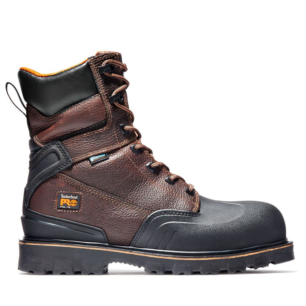 Timberland Μποτακια Εργασίας Ανδρικα Καφε/Μαυρα - Pro® Rigmaster 8" Steel Toe - Greece 2758931-OJ